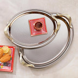 Schafer Ela 2 li Oval Çay Tepsisi-Platin01