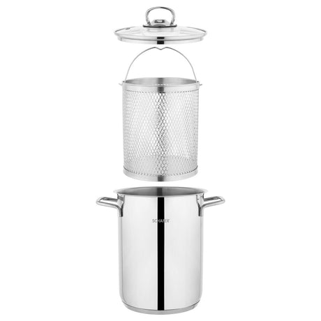 Schafer Gurme Kuşkonmaz ve Kızartma Tenceresi 3 Parça-Inox
