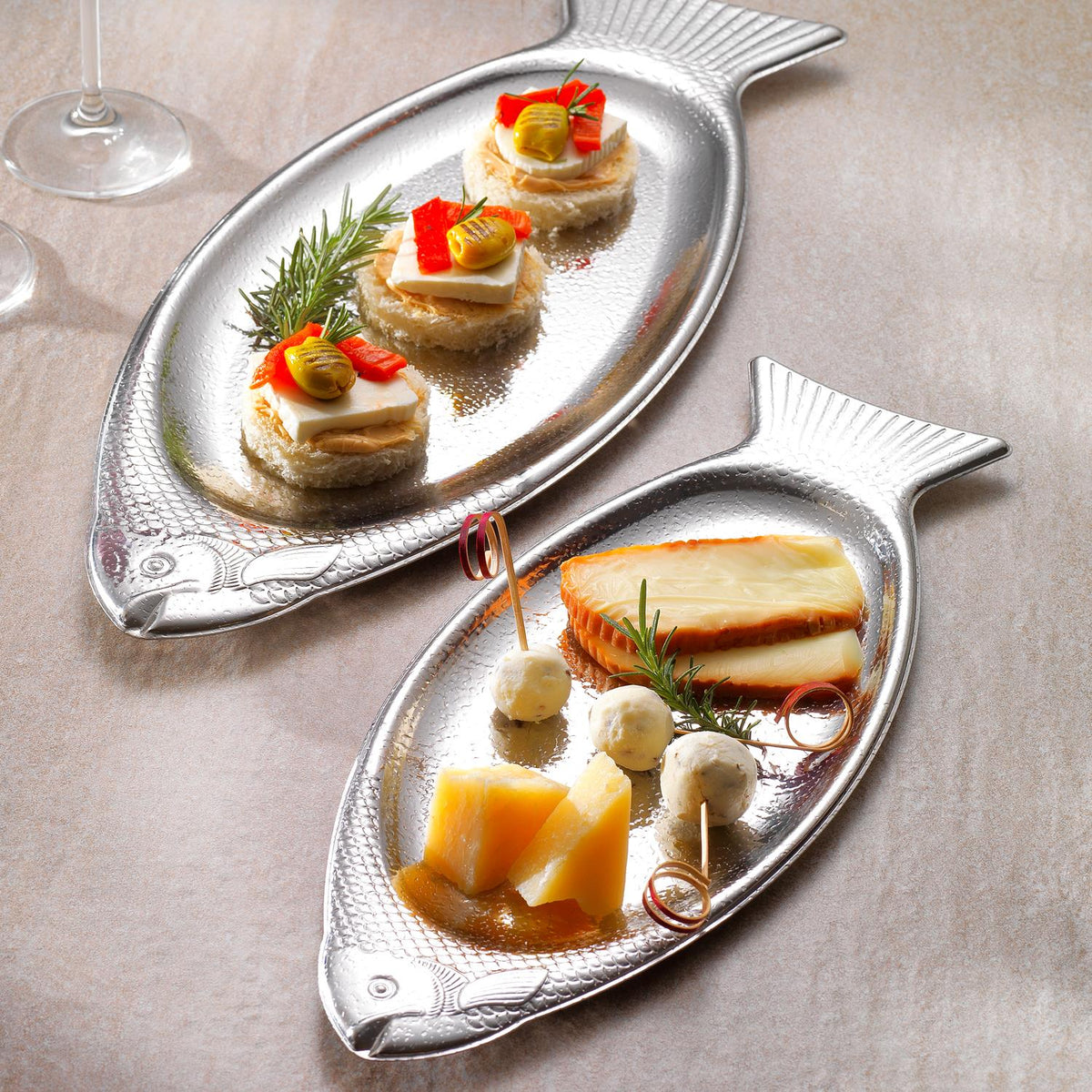 Schafer Ottoman Fish 2 li Sunum Tabağı-Gümüş