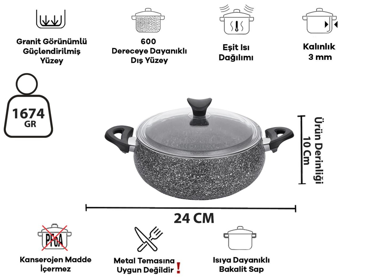 Taç Master Cook Tombik 7 Parça Tencere Seti Gri