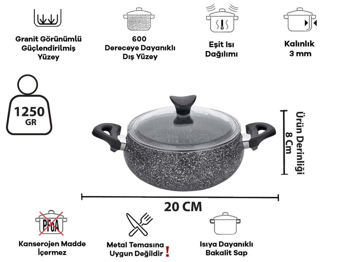 Taç Master Cook Tombik 7 Parça Tencere Seti Gri