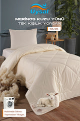 Uysal Home Merinos Kuzu Yünü Yorgan Pamuklu Akfil Krem Tek Kişilik