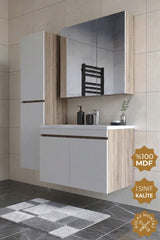Teta Home Tokyo 65 cm MDF Banyo Dolabı Seti + Boy Dolabı Sonoma-Vanilya