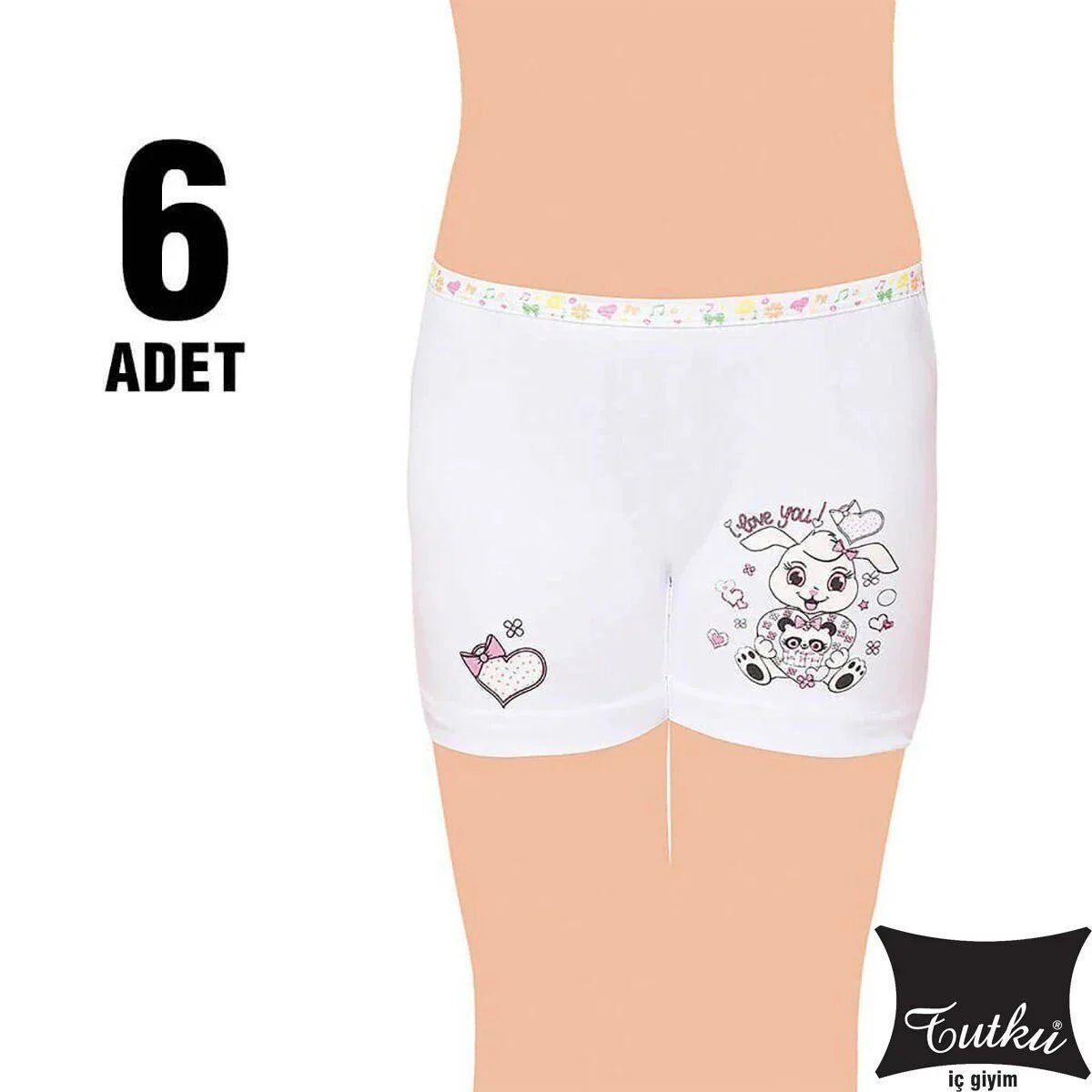 Tutku Elestan Baskılı Kız Çocuk Boxer Şort 6'lı