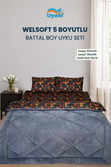 Uysal Home Welsoft Uyku Seti %100 Pamuklu 5 Boyutlu Antrasit Battal Boy