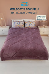Uysal Home Welsoft Uyku Seti %100 Pamuklu 5 Boyutlu Gül Kurusu Battal Boy