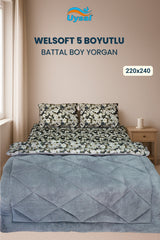 Uysal Home Welsoft Yorgan 5 Boyutlu Gri Battal Boy