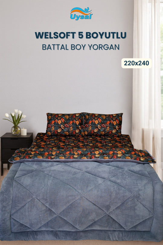 Uysal Home Welsoft Yorgan 5 Boyutlu Antrasit Battal Boy