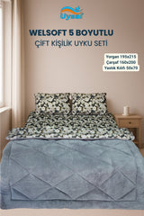 Uysal Home Welsoft Uyku Seti %100 Pamuklu 5 Boyutlu Gri Çift Kişilik