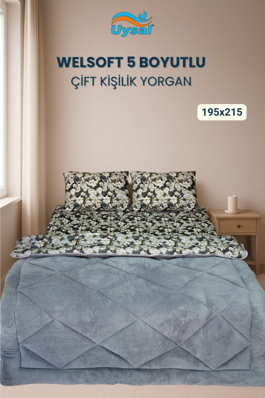 Uysal Home Welsoft Yorgan 5 Boyutlu Gri Çift Kişilik