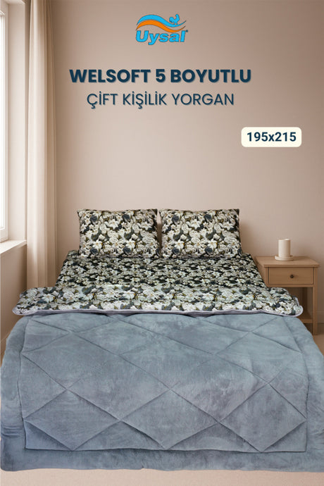 Uysal Home Welsoft Yorgan 5 Boyutlu Gri Çift Kişilik