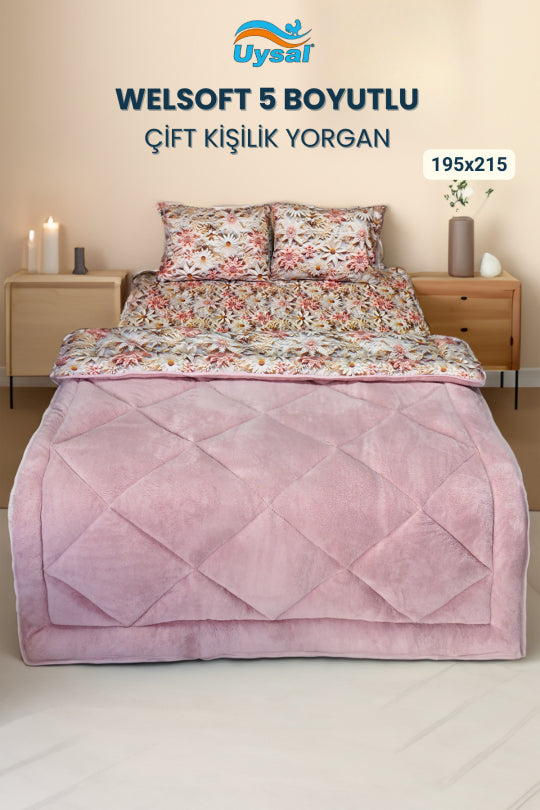 Uysal Home Welsoft Yorgan 5 Boyutlu Pudra Çift Kişilik