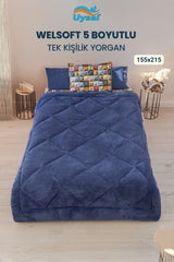 Uysal Home Welsoft Yorgan 5 Boyutlu Lacivert Tek Kişilik