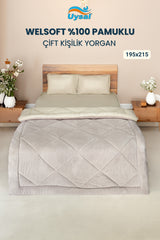 Uysal Home Welsoft Yorgan %100 Pamuklu Akfil Bej Çift Kişilik