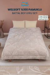 Uysal Home Welsoft Uyku Seti %100 Pamuklu Akfil Midye Desen Bej Battal Boy