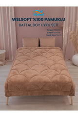 Uysal Home Welsoft Uyku Seti %100 Pamuklu Akfil Midye Desen Kahverengi Battal Boy