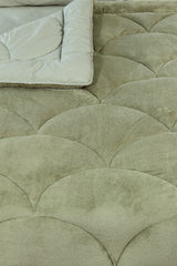 Uysal Home Welsoft Yorgan %100 Pamuklu Akfil Midye Desen Yeşil Battal Boy