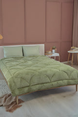 Uysal Home Welsoft Yorgan %100 Pamuklu Akfil Midye Desen Yeşil Battal Boy