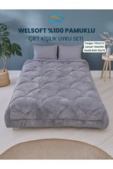 Uysal Home Welsoft Uyku Seti %100 Pamuklu Akfil Midye Desen Antrasit Çift Kişilik