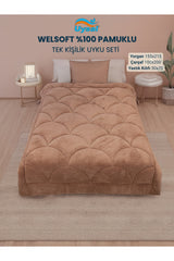 Uysal Home Welsoft Uyku Seti %100 Pamuklu Akfil Midye Desen Kahverengi Tek Kişilik