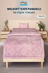 Uysal Home Welsoft Yorgan %100 Pamuklu Akfil Pudra Tek Kişilik