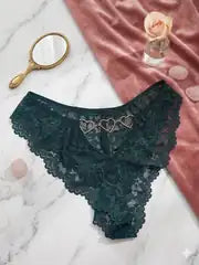 Kadın Yeşil Kalp Detaylı String Kutulu Fantezi